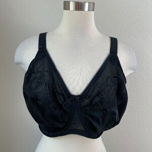 Elomi Black Full Coverage Underwire Embroidered Bra 36L